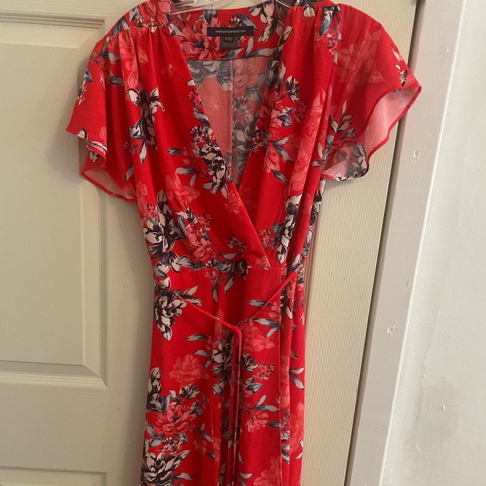 Red floral romper